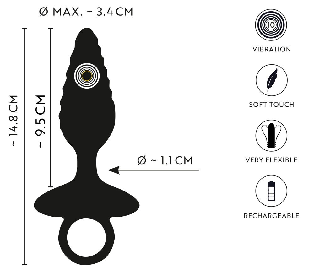 Flexible Butt Plug Twisted Design with Vibrations - Miniature 5