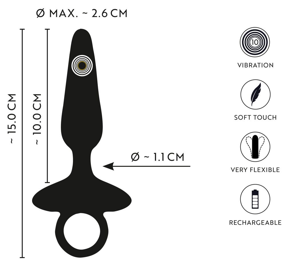 Flexible Butt Plug with Vibrations - Miniature 5