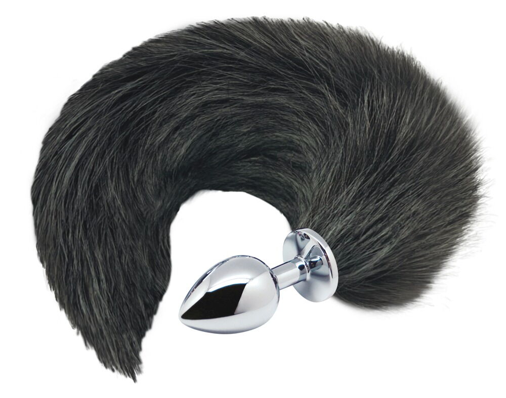 Black & White Fox Tail M - Miniature 2