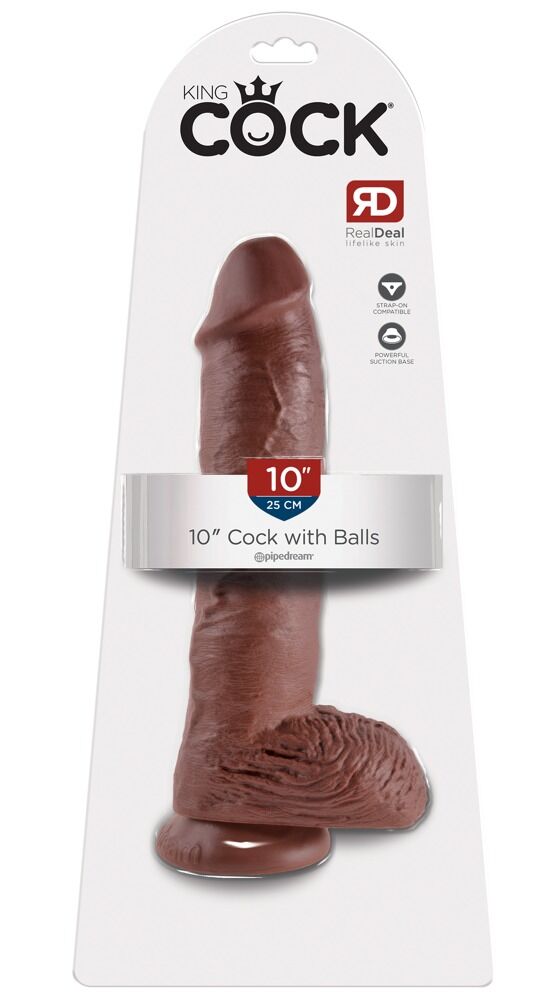 10" Cock with Balls Brown - Image 1