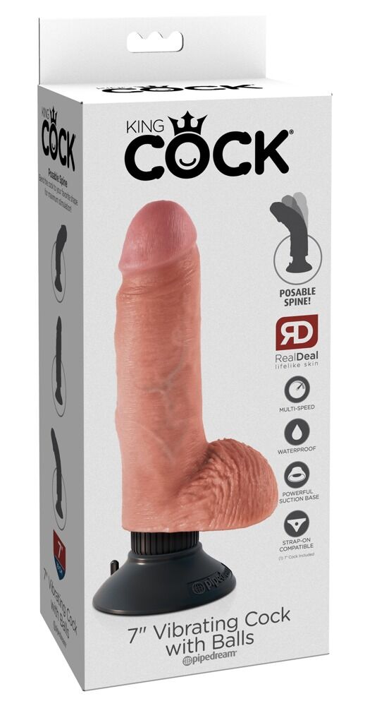 7" Vibrating Cock with Balls - Image 1
