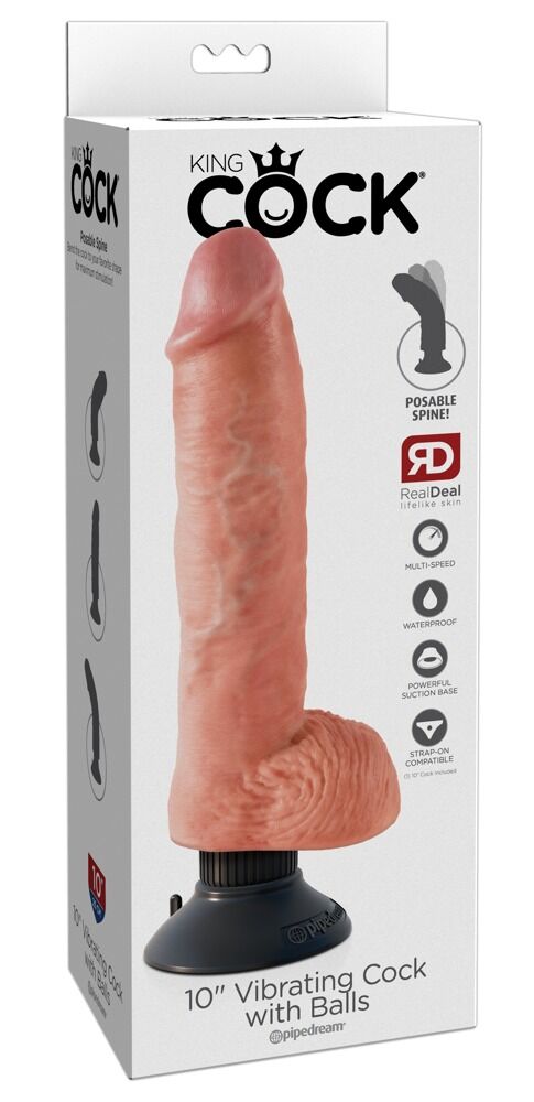 10" Vibrating Cock with Balls - Image 1