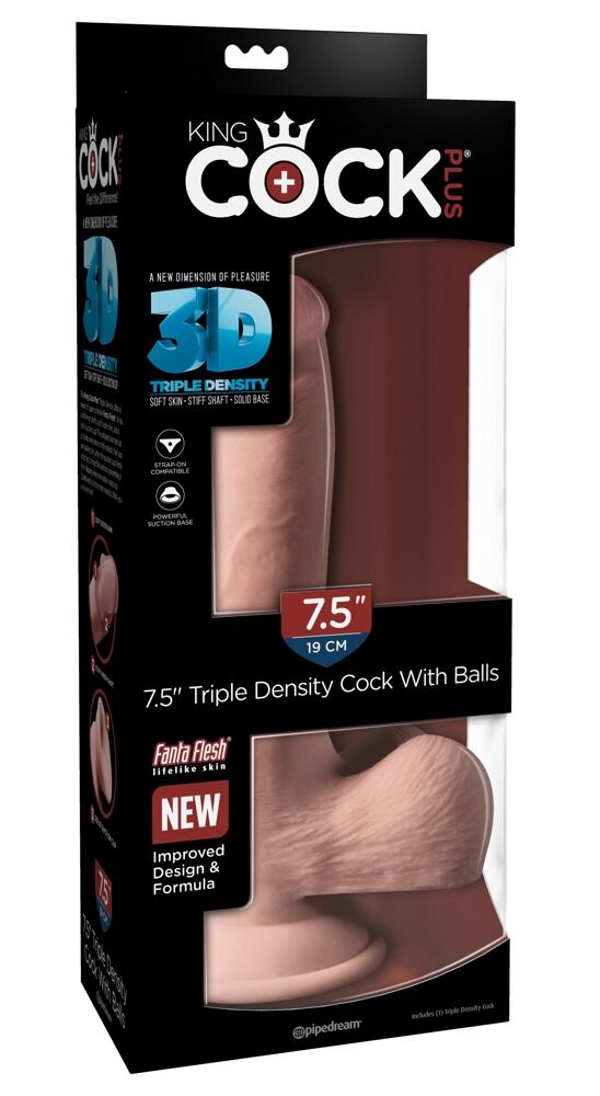 Gode avec Testicules 22,9 cm Triple Density King Cock Plus 3D - Miniature 5