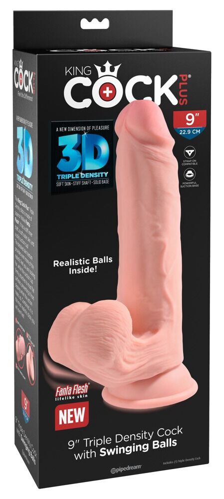 Gode avec Testicules 26 cm Triple Density King Cock Plus 3D - Miniature 5