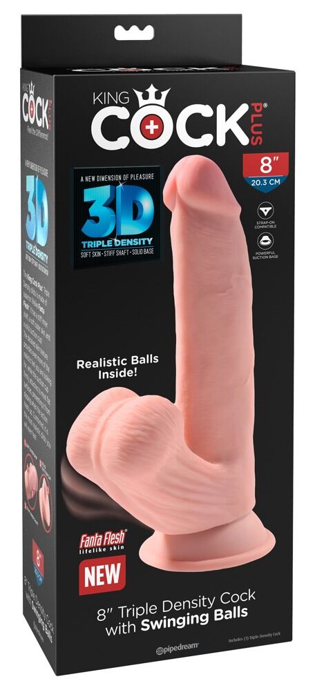 Gode avec Testicules 24,5 cm Triple Density King Cock Plus 3D - Miniature 5