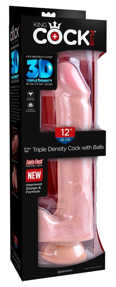 Gode avec Testicules Réalistes 33 cm Triple Density King Cock Plus 3D - Miniature 5