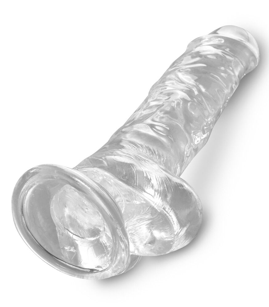 Gode transparent avec ventouse et testicules 22,2cm King Cock - Miniature 5