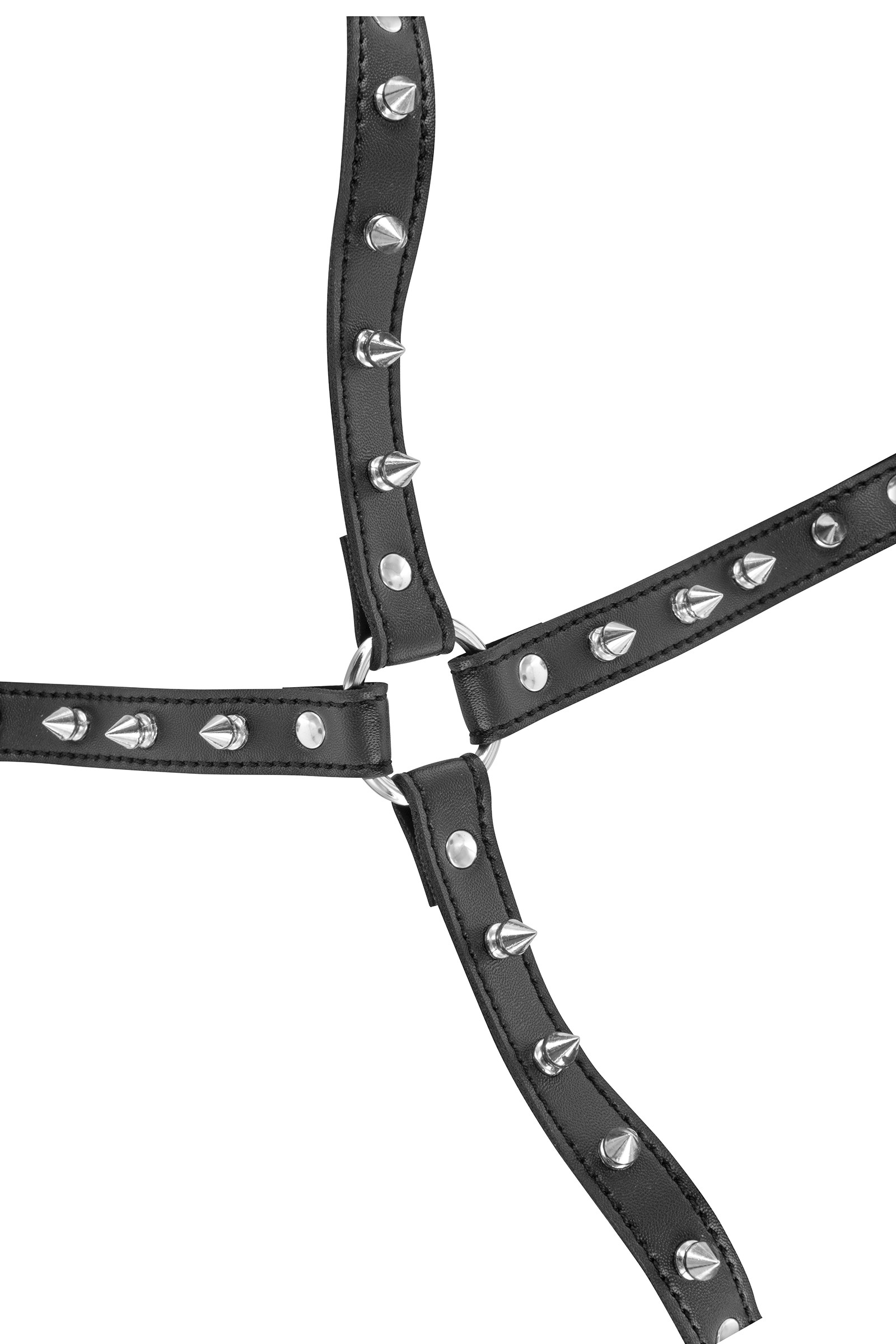 Harnais poitrine femme aspect cuir et rivets à pointes métal - Miniature 3