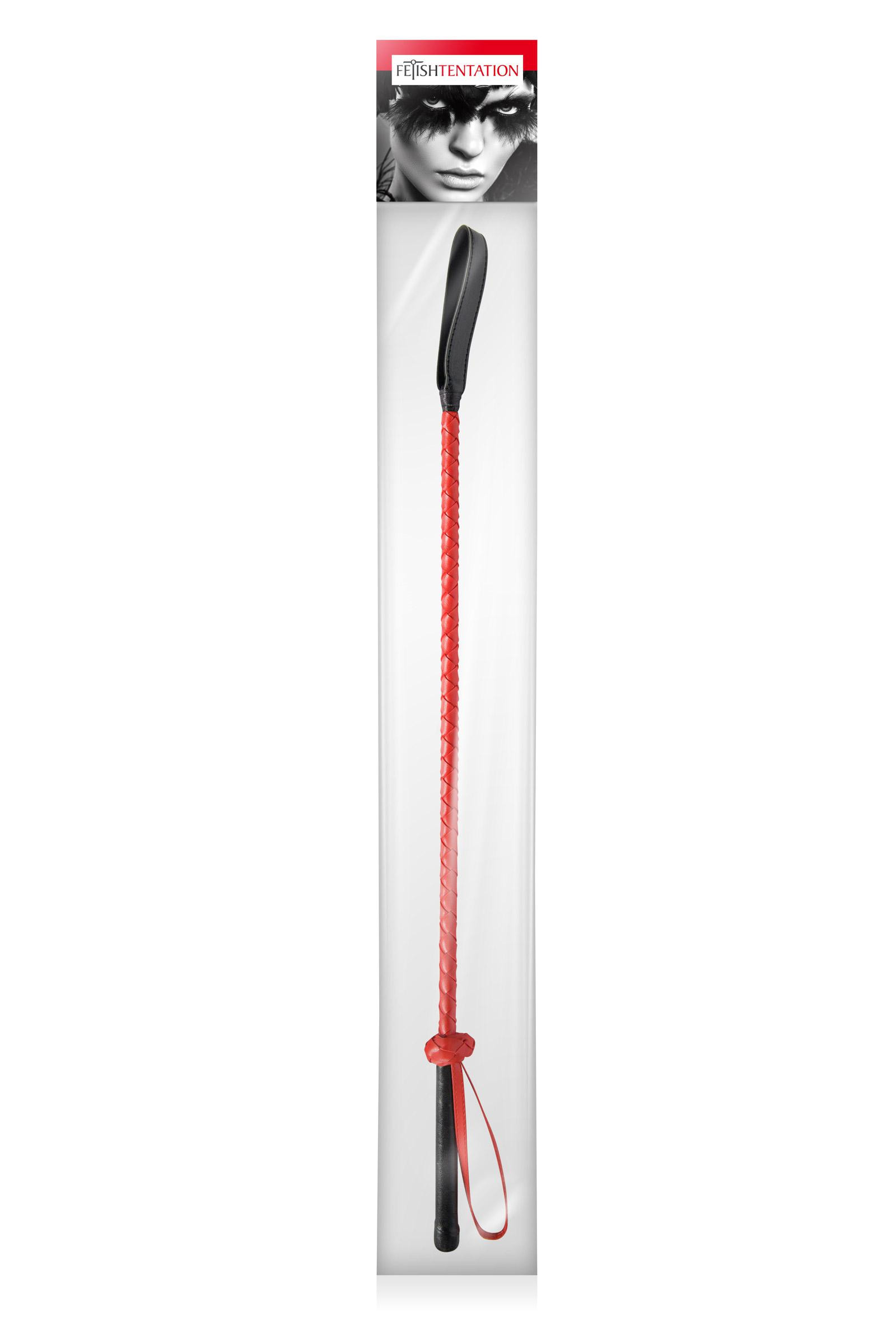 Cravache rouge et noire 60cm - Miniature 2