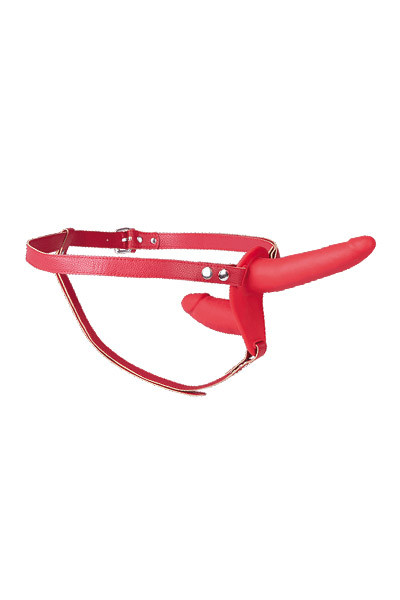 Gode ceinture double strap-on rouge - Miniature 5