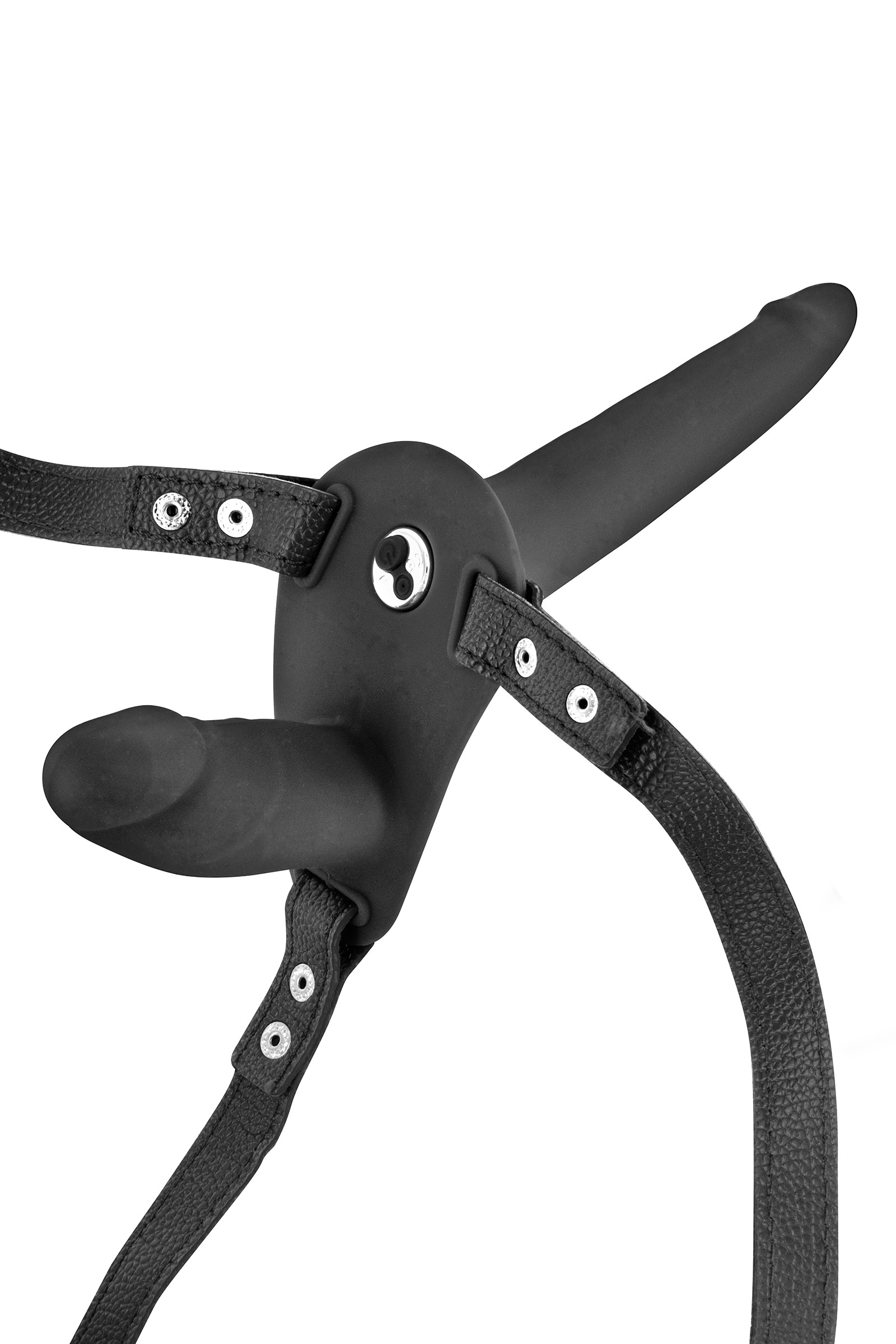 Gode ceinture double strap-on vibrant noir - Miniature 4