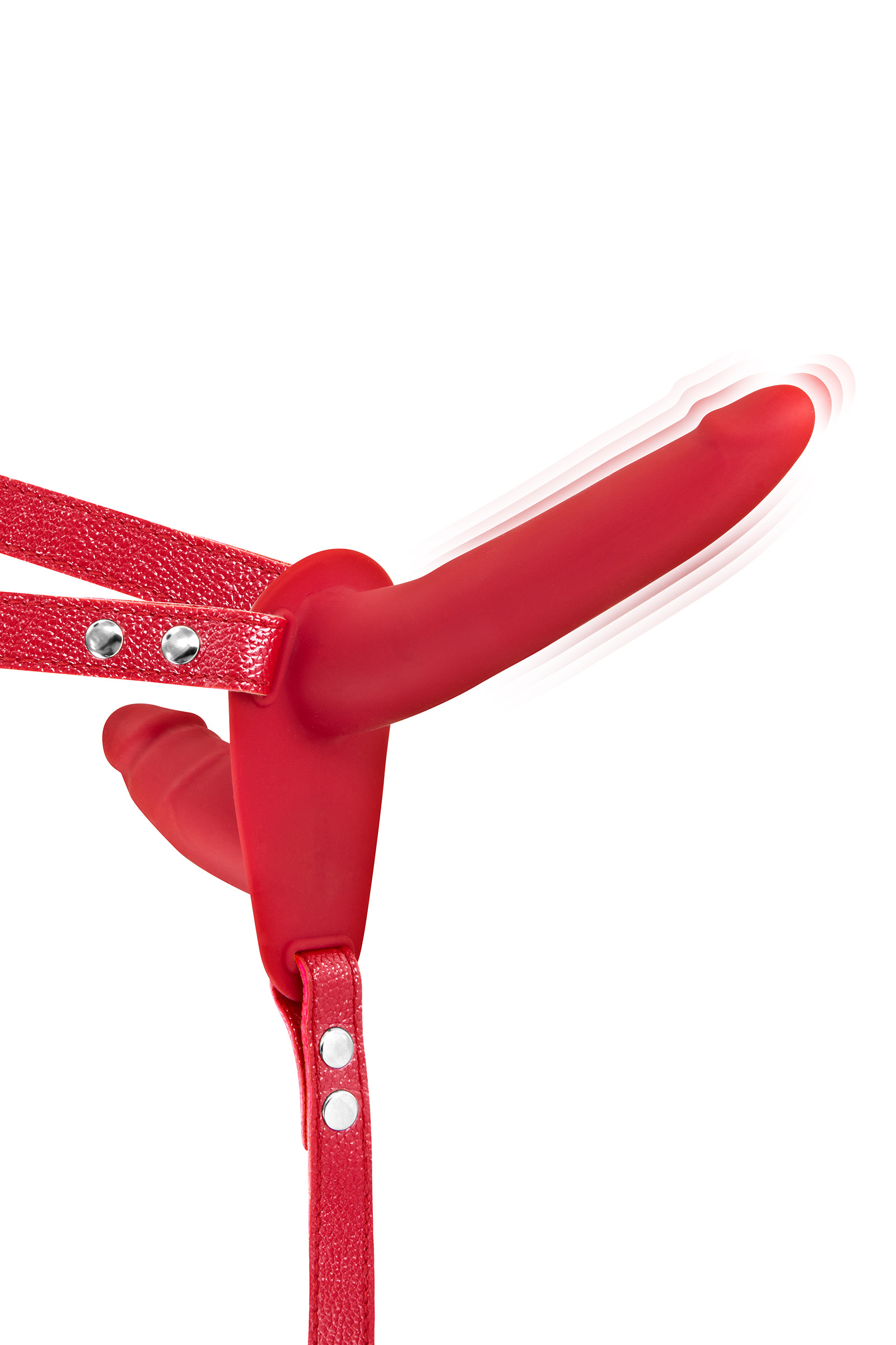 Gode ceinture double strap-on vibrant rouge - Image 1