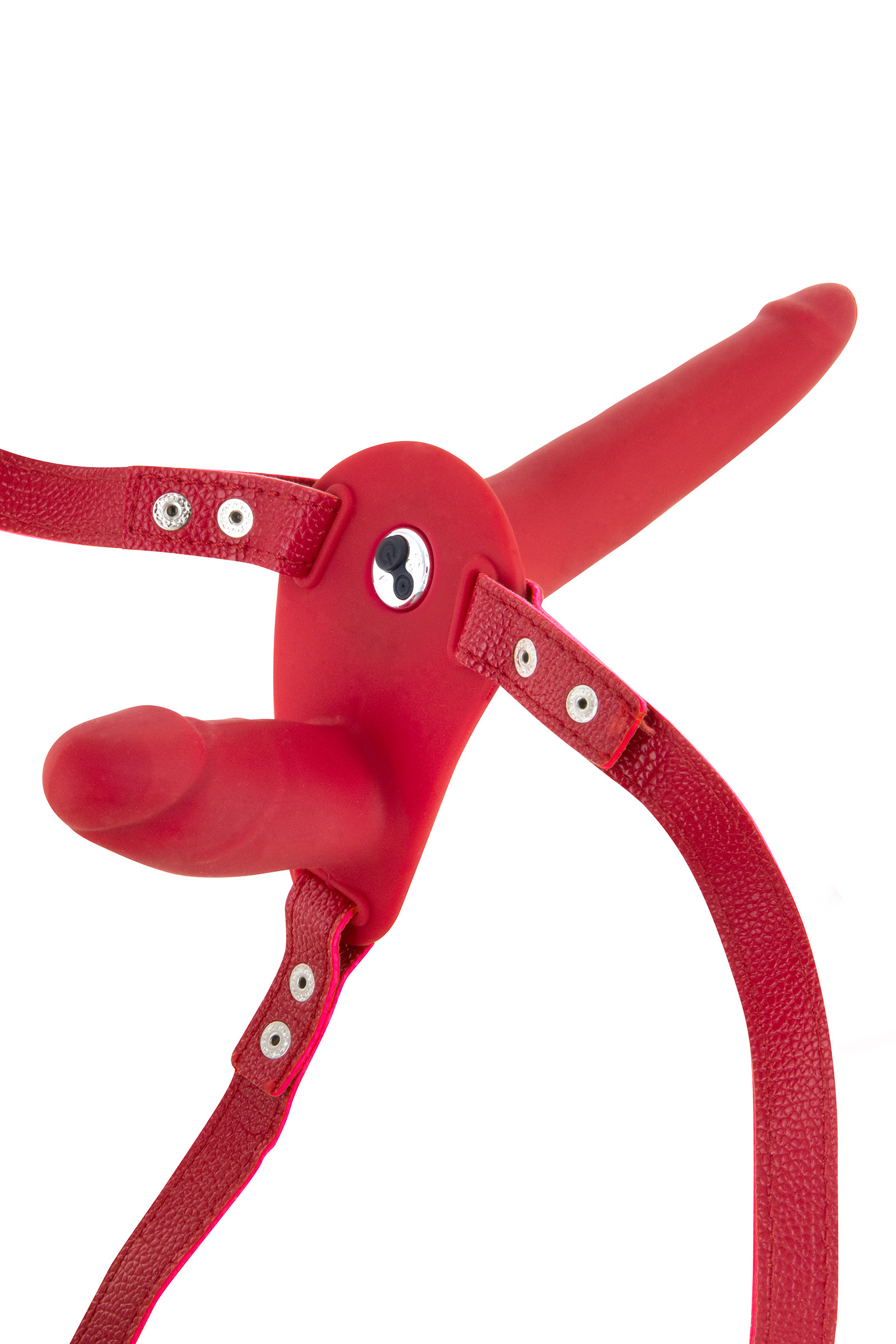 Gode ceinture double strap-on vibrant rouge - Miniature 4