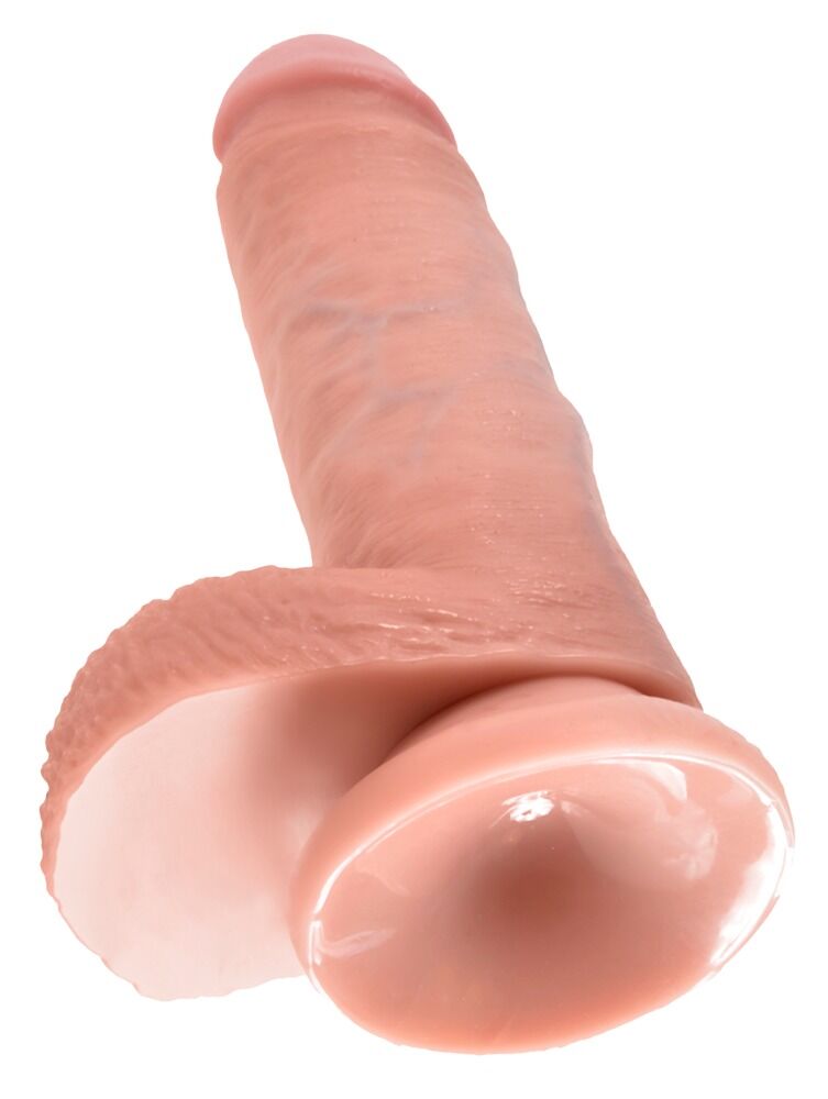 Gode ventouse avec testicules 17,8cm king Cock - Miniature 5