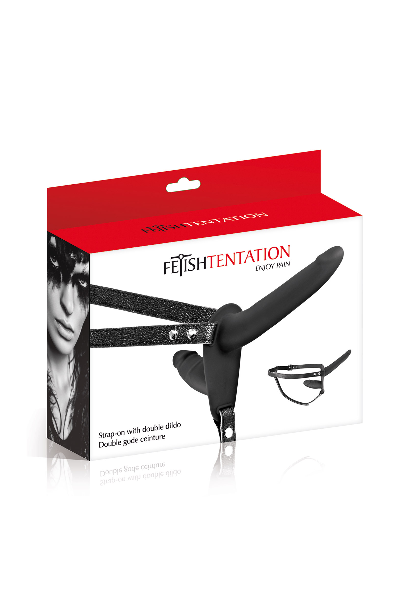 Gode ceinture double strap-on noir - Miniature 2