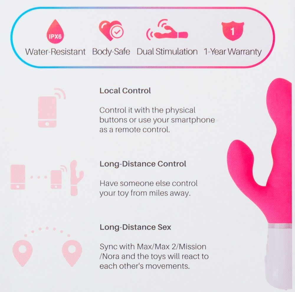 Vibromasseur Rabbit connecté Nora Lovense - Miniature 2