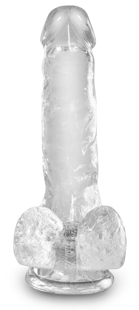 Gode transparent avec Testicules 17,8 cm King Cock Clear - Miniature 3