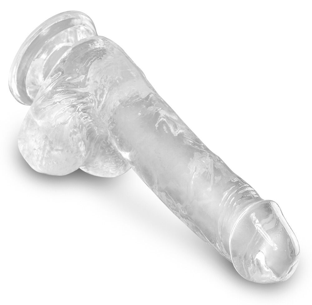 Gode transparent avec Testicules 17,8 cm King Cock Clear - Miniature 5