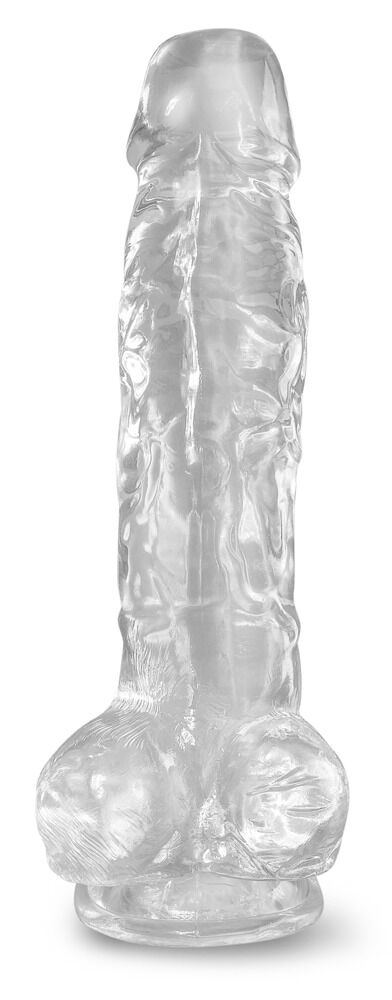 Gode transparent avec ventouse et testicules 22,2cm King Cock - Miniature 3