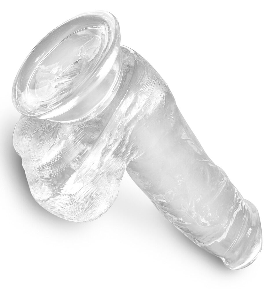 Gode avec Testicules transparent 17,8 cm - Miniature 4